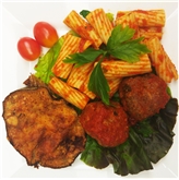 Beef Meatballs, Pasta & Eggplant Palermitana