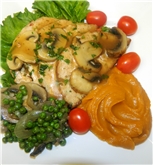 Turkey Meatloaf with Sweet Potato Puree and Peas