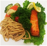 Asian Grilled Salmon, Sesame Noodles & Vegetables