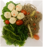 Crab Shumai with Soba Noodles and Seaweed Salad