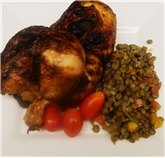 Spicy Roasted Chicken with Lentil Salad