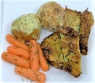 Turkey Meatballs in Creamy Pesto Sauce w/Zucchini Fritters and Carrots