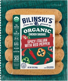 Bilinski's Organic Hot Italian Chicken Sausage 12oz
