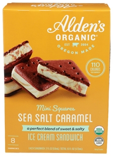 Aldens Organic Sea Salt Caramel Mini Sandwich Ice Cream