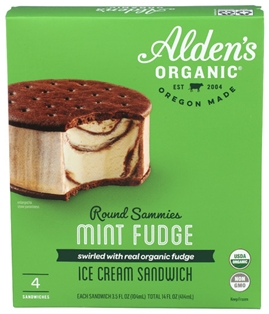 Aldens Organic Mint Fudge Ice Cream Sandwich 14oz