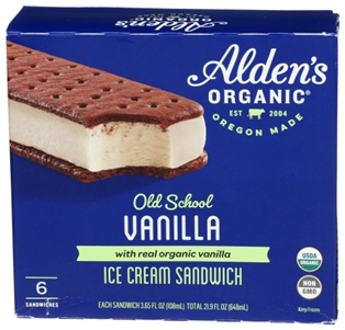 Aldens Org Vanilla Ice Cream Sandwich 6pk