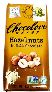 Chocolove Hazelnuts in Milk Chocolate Bar 3oz