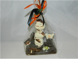 Halloween Chocolate Skull &amp; Cat Plaque