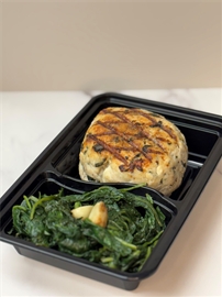 Chicken Feta Burger With Sauteed Spinach