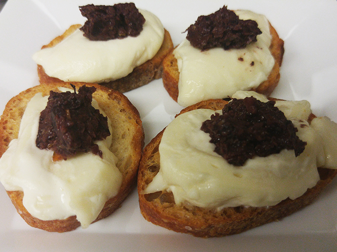 Crostini w Burrata &amp; Homemade Olive Tapenade