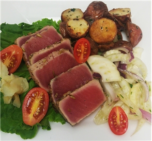 Seared Tuna with Roasted Potatoes &amp; Fennel Salad
