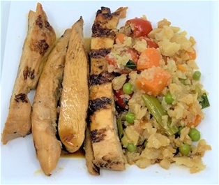 Cauliflower Fried Rice With Teriyaki Chicken Strips