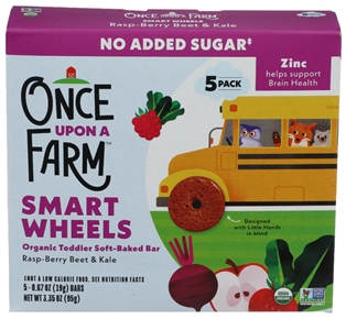 Once Upon a Farm Smart Wheels Toddler Bar Organic Raspberry, Beet &amp; Kale 5pk (3.