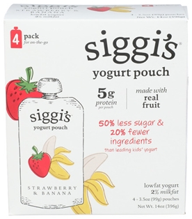 Siggis Strawberry &amp; Banana Yogurt Pouch 4PK