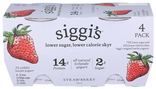 Siggis Strawberry Yogurt Low Sugar 4PK