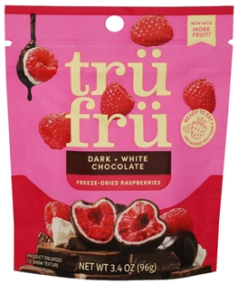 Tru Fru Freeze-Dried Raspberries in Dark &amp; White Chocolate (3.4 oz)