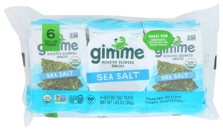 GimMe Organic Sea Salt Roasted Seaweed Snacks (6pk)